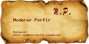 Moderer Porfir névjegykártya